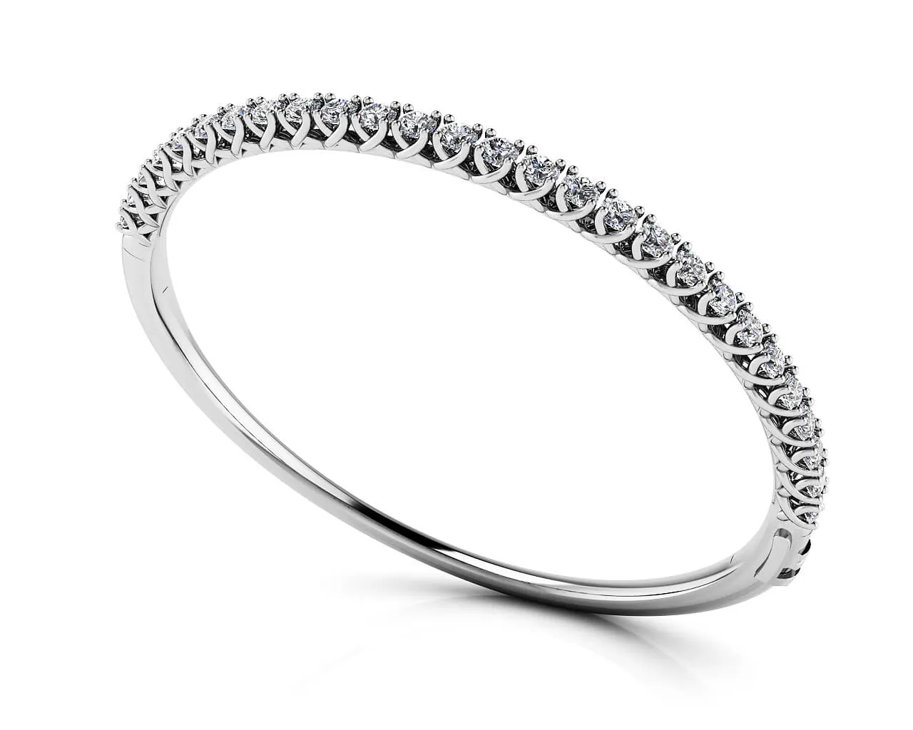 Soft Twist Four Prong Lab-Grown Diamond Bangle with 2.84 ct.(finished) 3mm