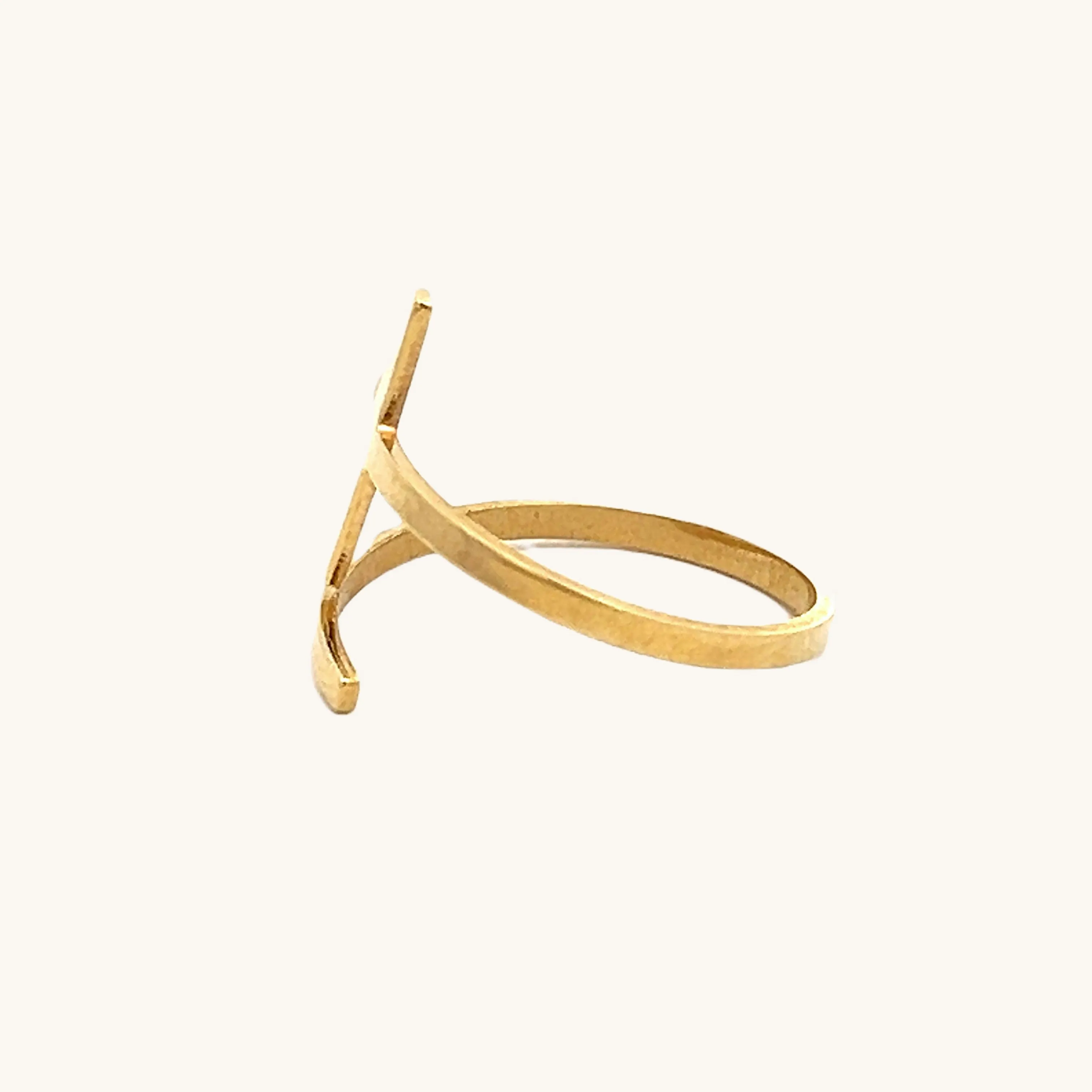 SOLID 14K YELLOW GOLD SMALL CROSS RING