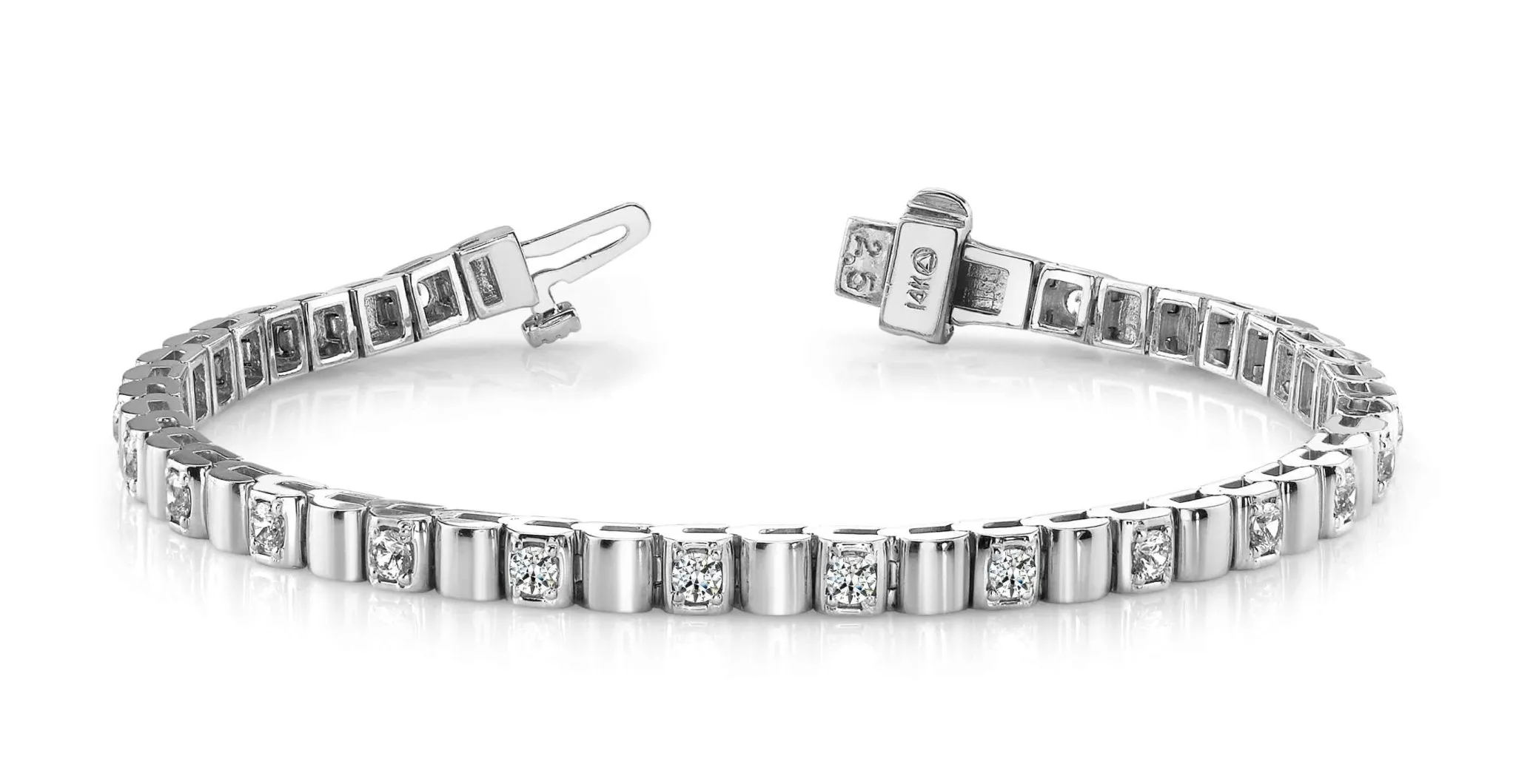 Solid Box Link Diamond Bracelet with 0.80 ct.(finished) 2mm