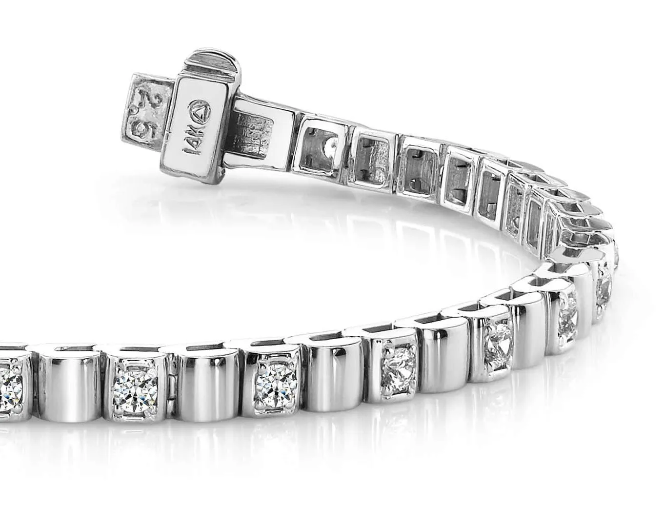 Solid Box Link Diamond Bracelet with 0.80 ct.(finished) 2mm