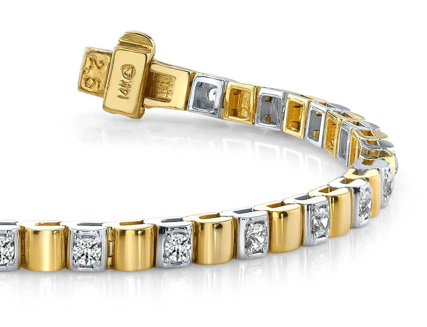 Solid Box Link Diamond Bracelet with 0.80 ct.(finished) 2mm