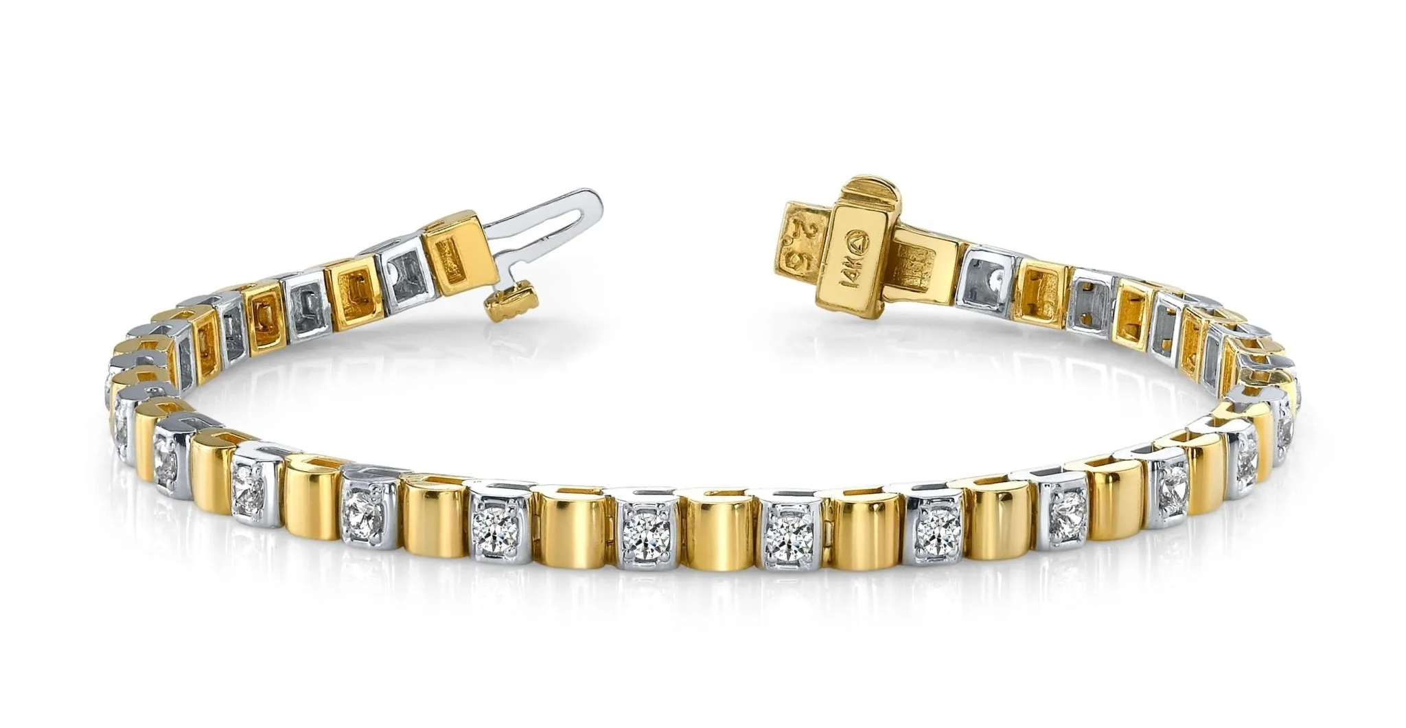 Solid Box Link Diamond Bracelet with 0.80 ct.(finished) 2mm