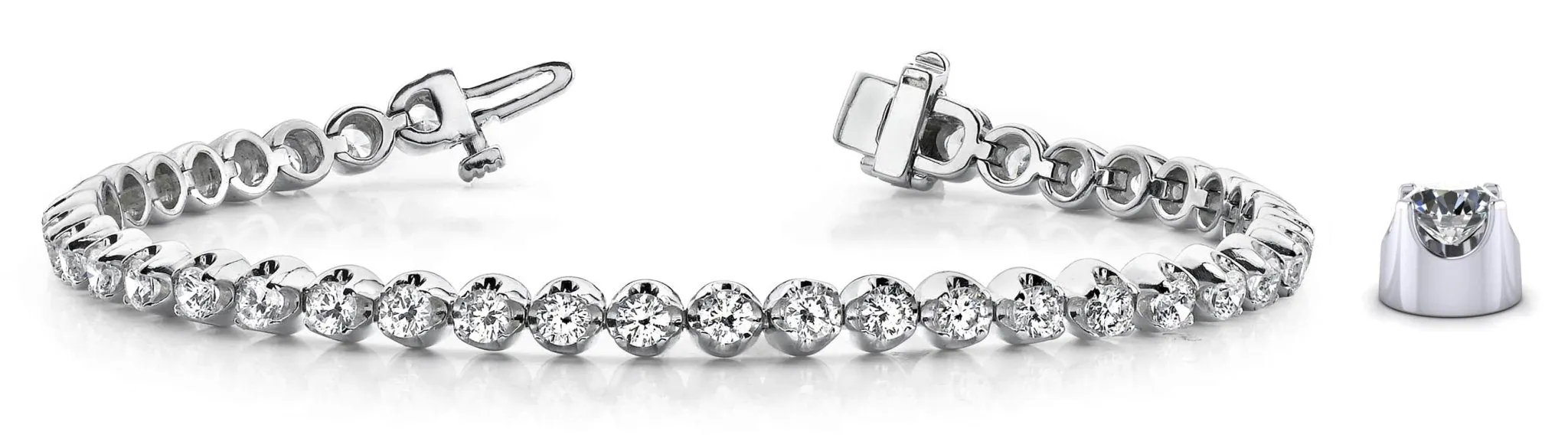 Solid Nugget Lab-Grown Diamond Tennis Bracelet with 3.98 ct.(finished) 2.9mm