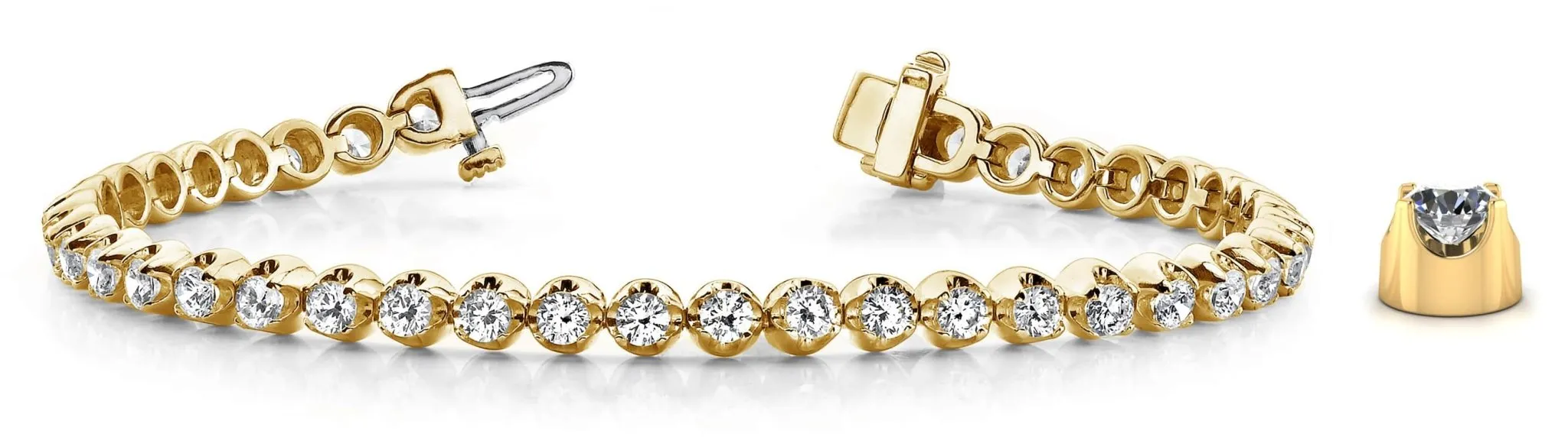 Solid Nugget Lab-Grown Diamond Tennis Bracelet with 3.98 ct.(finished) 2.9mm