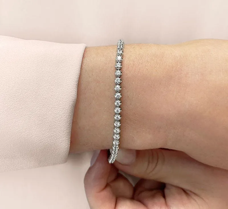 Solid Nugget Lab-Grown Diamond Tennis Bracelet with 5.92 ct.(finished) 3.5mm