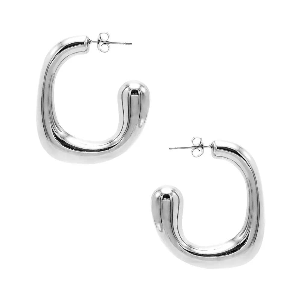 Solid Open Square Hoop Earring