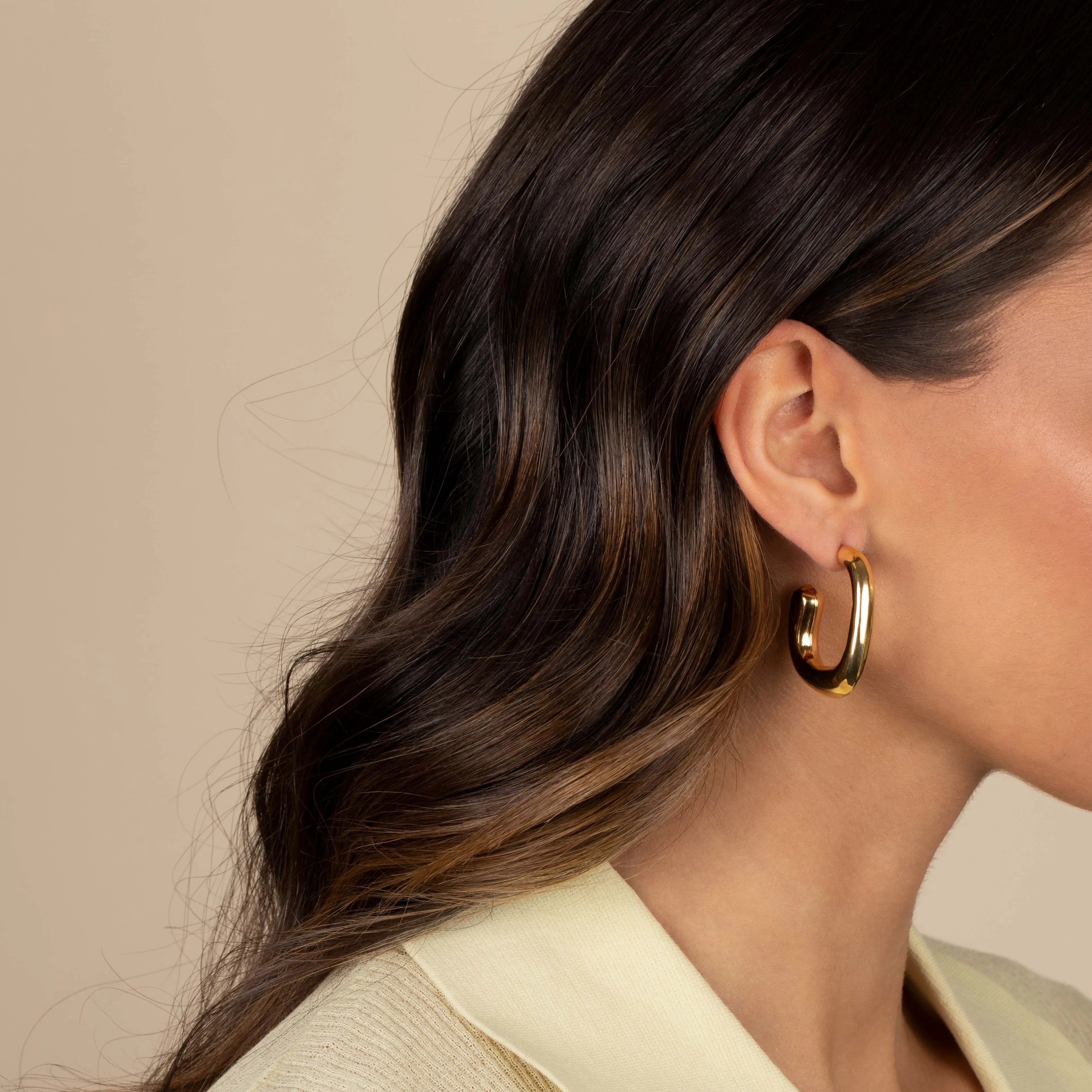 Solid Open Square Hoop Earring