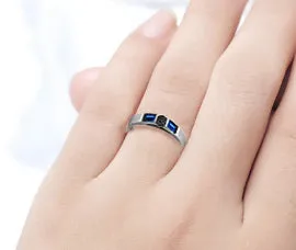 Solitaire Bridge Ring with Baguette Accents