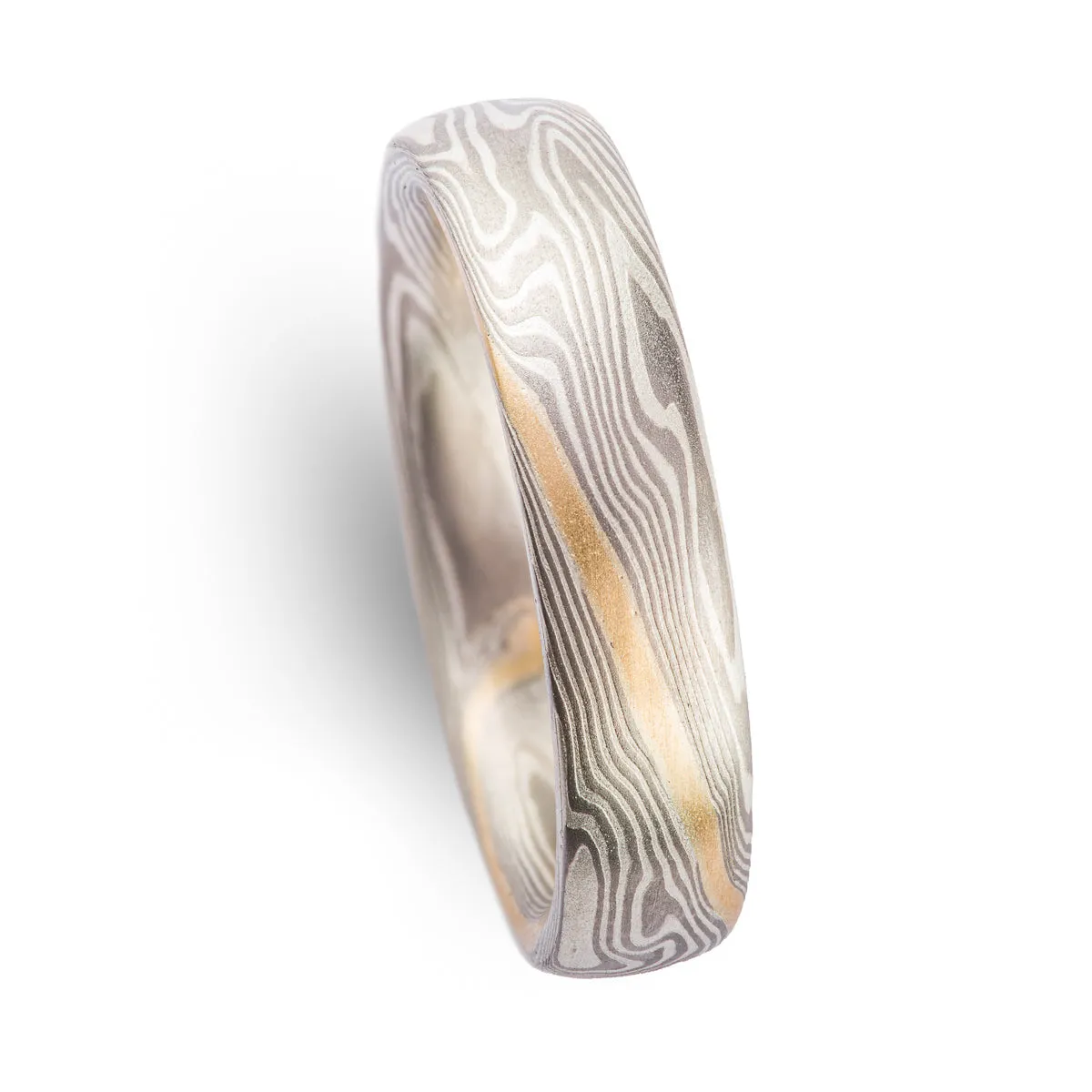 Sophisticated Wedding Band in Twist Pattern and Ash Palette with Gold Stratum