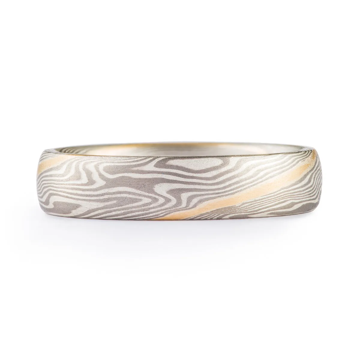 Sophisticated Wedding Band in Twist Pattern and Ash Palette with Gold Stratum