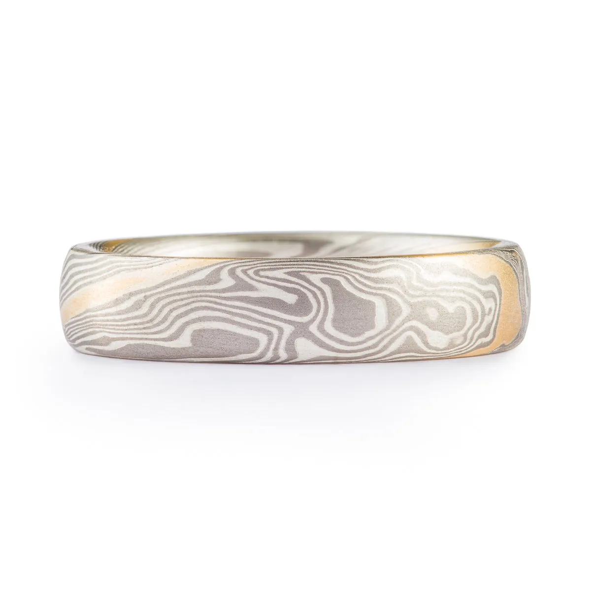Sophisticated Wedding Band in Twist Pattern and Ash Palette with Gold Stratum