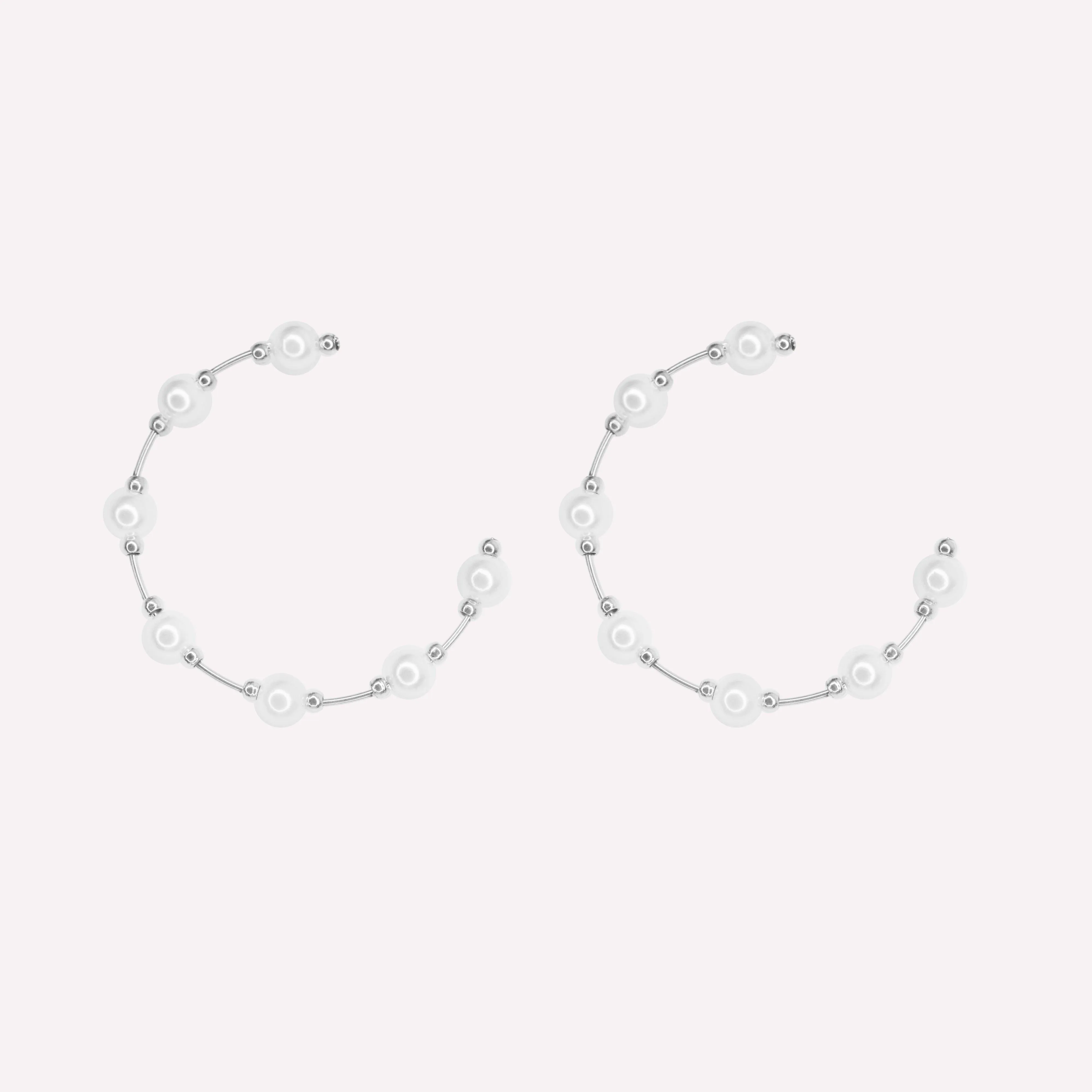 SPACED PEARL HOOP EARRINGS