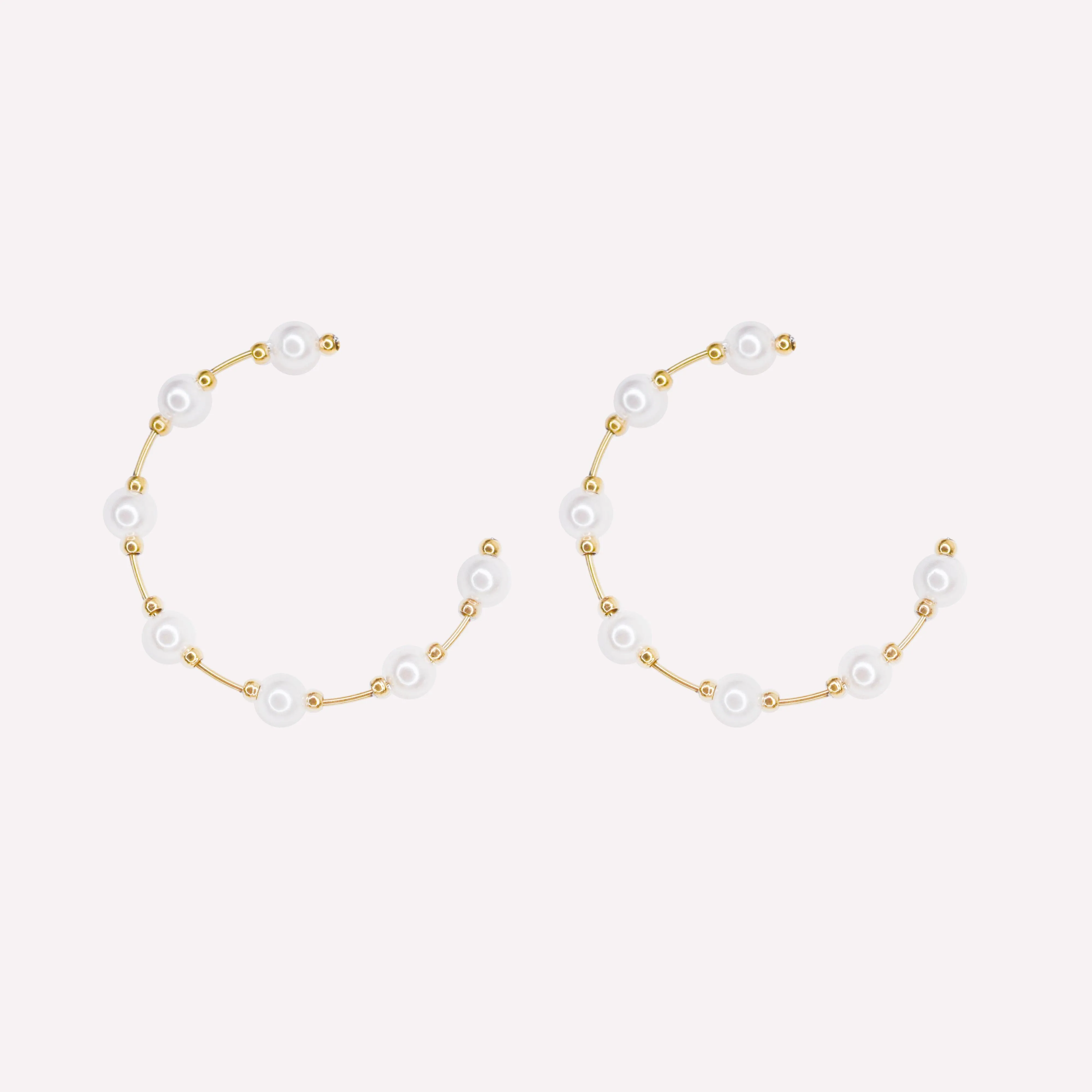 SPACED PEARL HOOP EARRINGS