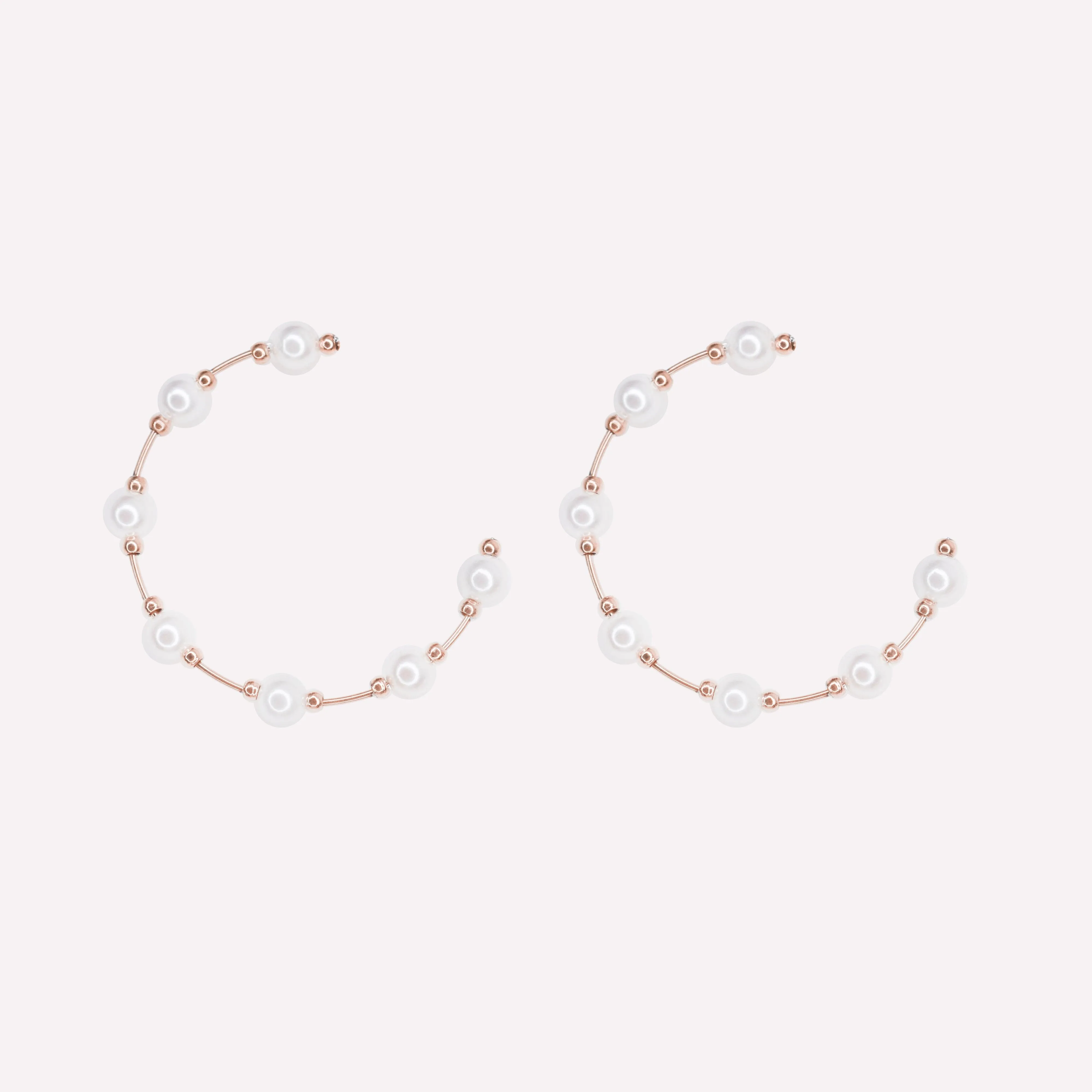 SPACED PEARL HOOP EARRINGS