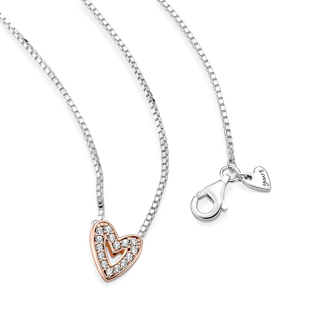 Sparkling Freehand Heart Necklace