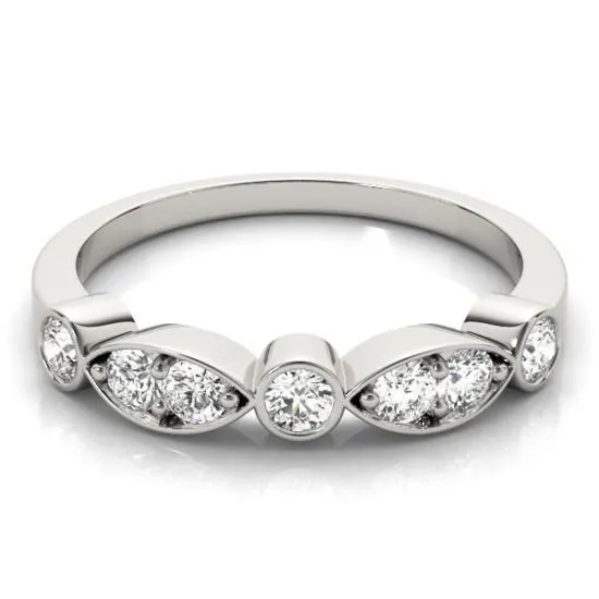 Stackables 1/2 Eternity Tri-Tone Gold Double Diamond Marquise Bezel  3-Band Set Selectables