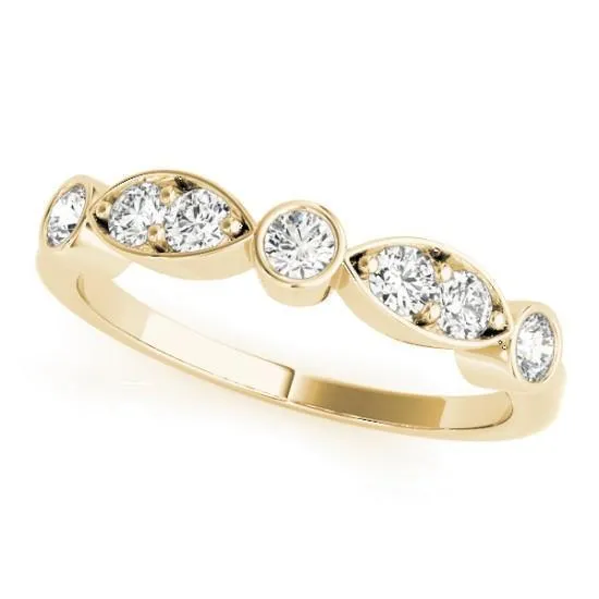 Stackables 1/2 Eternity Tri-Tone Gold Double Diamond Marquise Bezel  3-Band Set Selectables