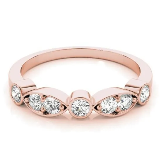 Stackables 1/2 Eternity Tri-Tone Gold Double Diamond Marquise Bezel  3-Band Set Selectables