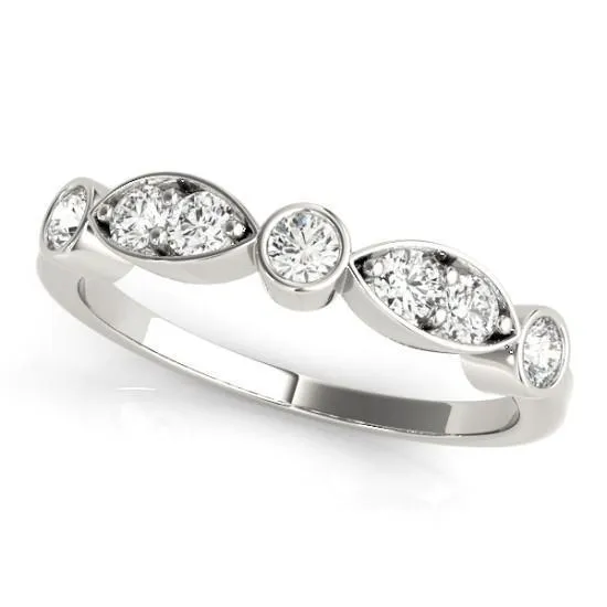 Stackables 1/2 Eternity Tri-Tone Gold Double Diamond Marquise Bezel  3-Band Set Selectables