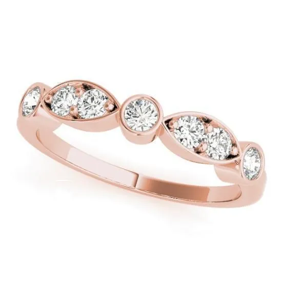 Stackables 1/2 Eternity Tri-Tone Gold Double Diamond Marquise Bezel  3-Band Set Selectables