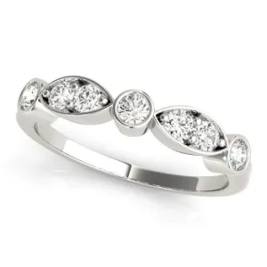 Stackables 1/2 Eternity Tri-Tone Gold Double Diamond Marquise Bezel  3-Band Set Selectables