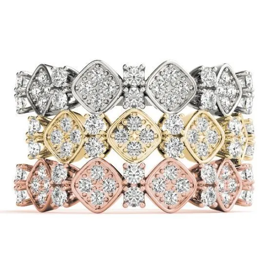 Stackables 1/2 Eternity Tri-Tone Gold Spades 3-Band Set Selectables