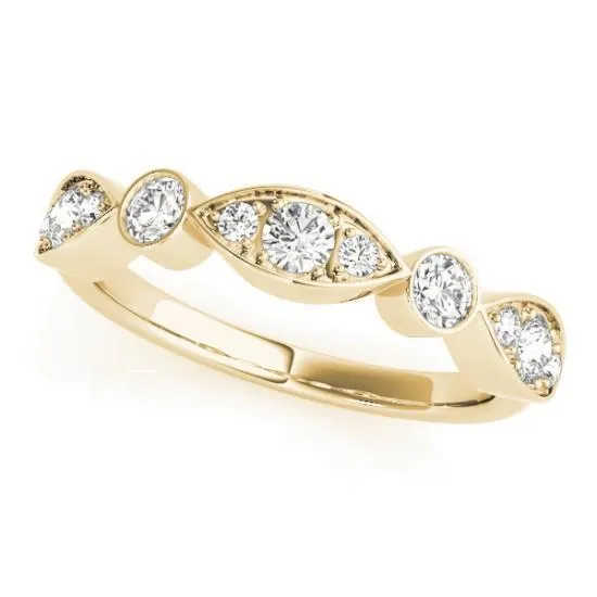 Stackables 1/2 Eternity Tri-Tone Gold Triple Diamond Marquise Bezel 3-Band Set Selectables