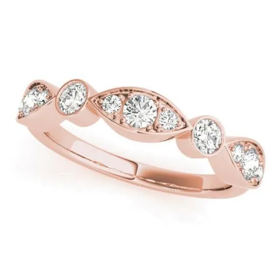 Stackables 1/2 Eternity Tri-Tone Gold Triple Diamond Marquise Bezel 3-Band Set Selectables