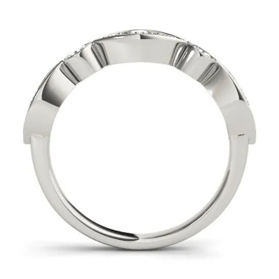 Stackables 1/2 Eternity Tri-Tone Gold Triple Diamond Marquise Bezel 3-Band Set Selectables