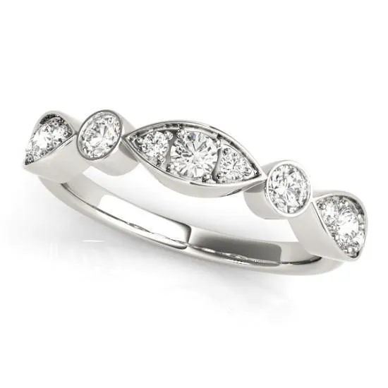 Stackables 1/2 Eternity Tri-Tone Gold Triple Diamond Marquise Bezel 3-Band Set Selectables