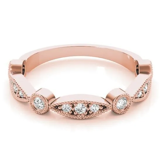 Stackables 3/4 Eternity Tri-Tone Gold Milgrain Round & Marquise Bezel-Set Diamonds 3-Band Set Selectables