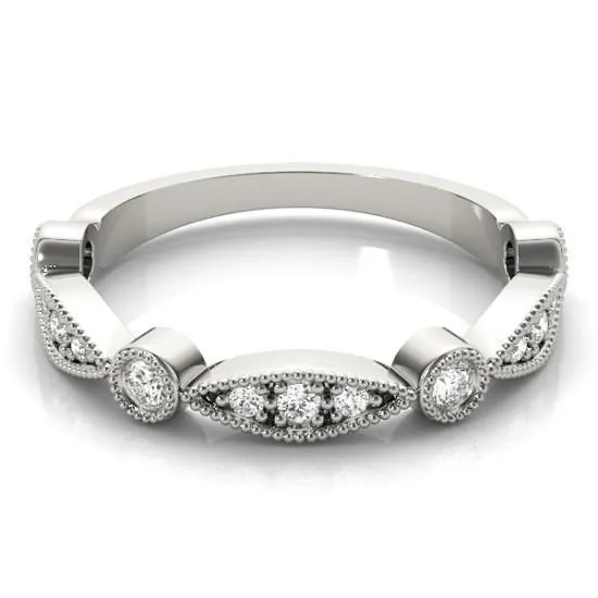 Stackables 3/4 Eternity Tri-Tone Gold Milgrain Round & Marquise Bezel-Set Diamonds 3-Band Set Selectables