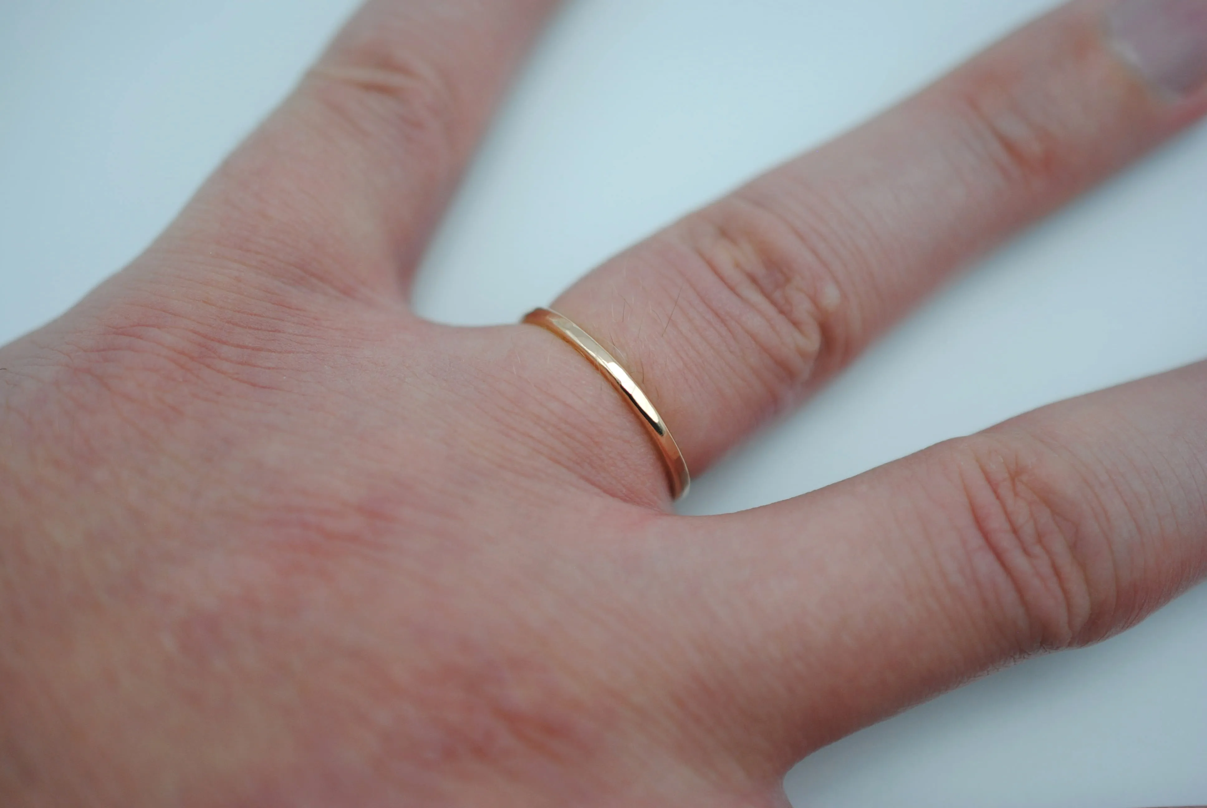 Stacking Ring: Hammered Texture, Rose Gold, Medium Width