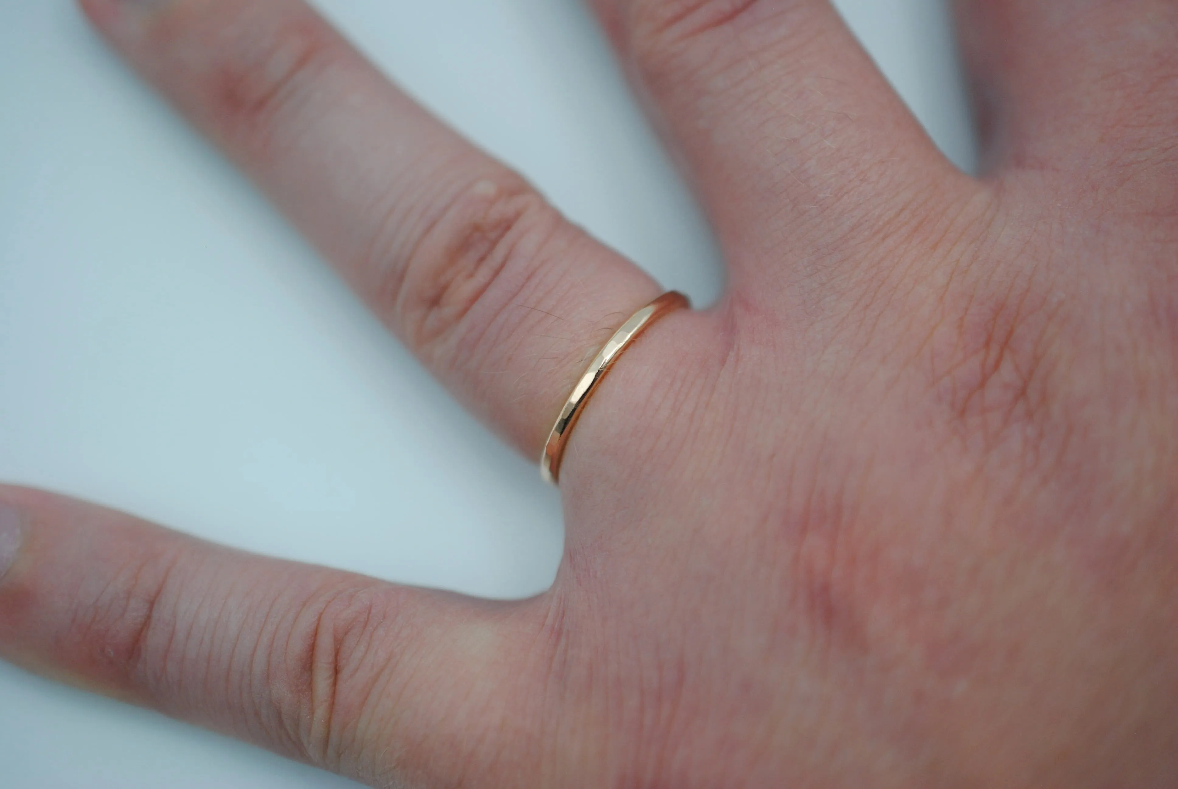 Stacking Ring: Hammered Texture, Rose Gold, Medium Width