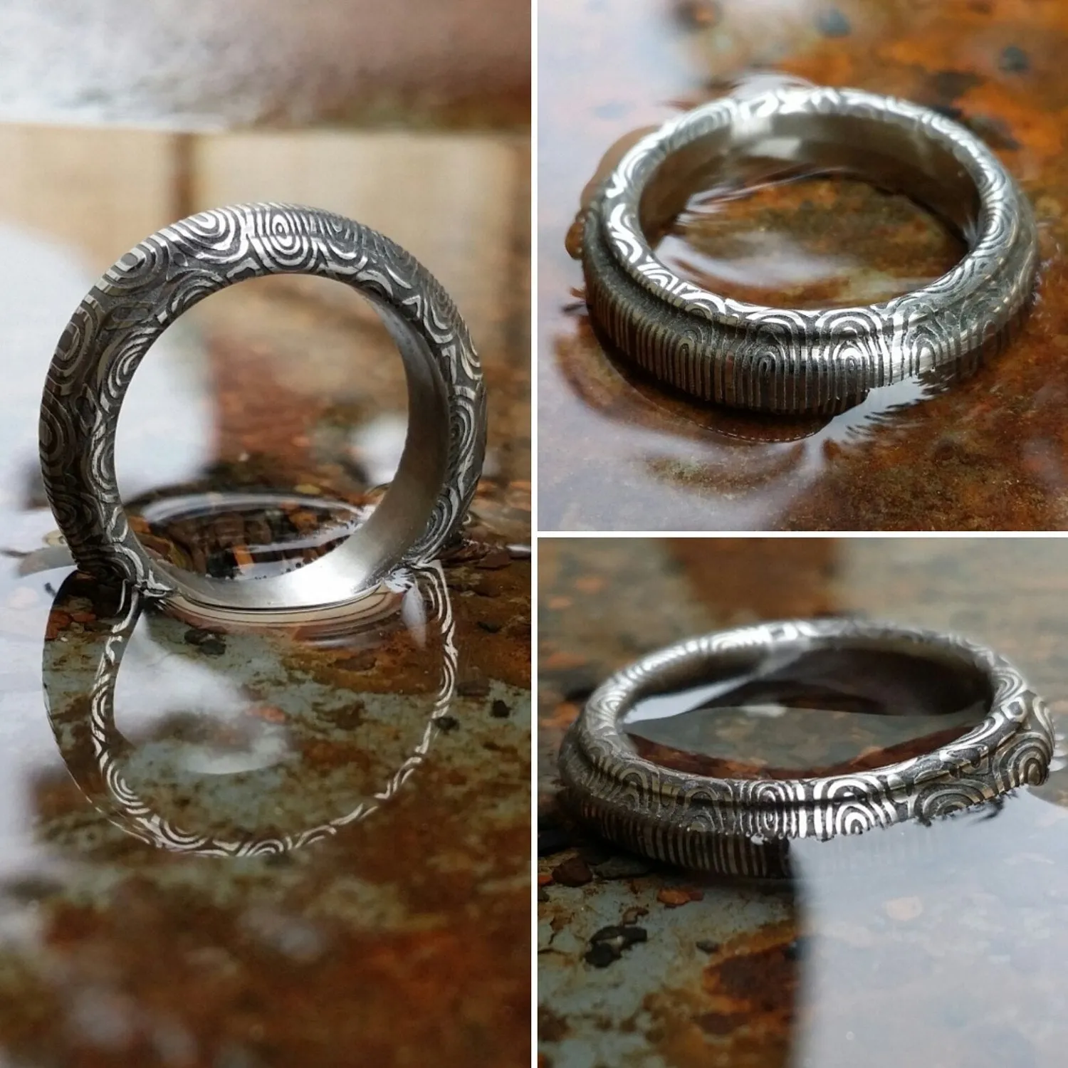 Stainles Damascus "traditional -twist"   Customizable ring!