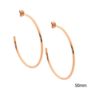Stainless Steel Rose Gold IP Plated Hoop Earrings 50mm SE211R-5