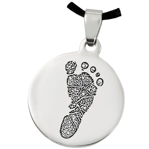 Stainless Steel Round Footprint Pendant