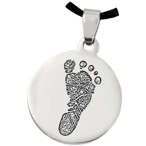 Stainless Steel Round Footprint Pendant
