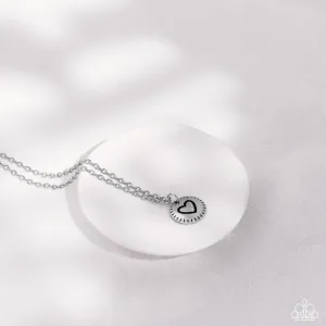 Stamped Sentiment - Silver - Dainty Heart Pendant Paparazzi Short Necklace