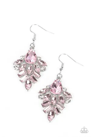 Stellar-escent Elegance - Pink - Rhinestone Paparazzi Fishhook Earrings