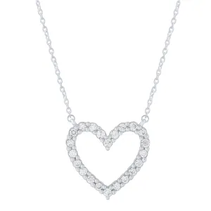 Sterling Silver 0.16Ctw Diamond Heart Necklace