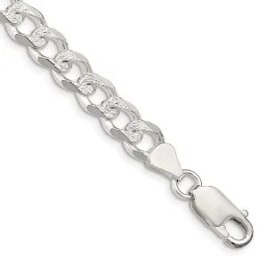 Sterling Silver 7.5mm Pav� Curb Chain