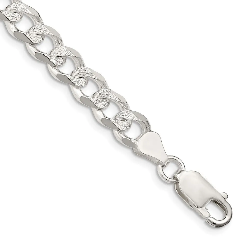 Sterling Silver 7.5mm Pav� Curb Chain