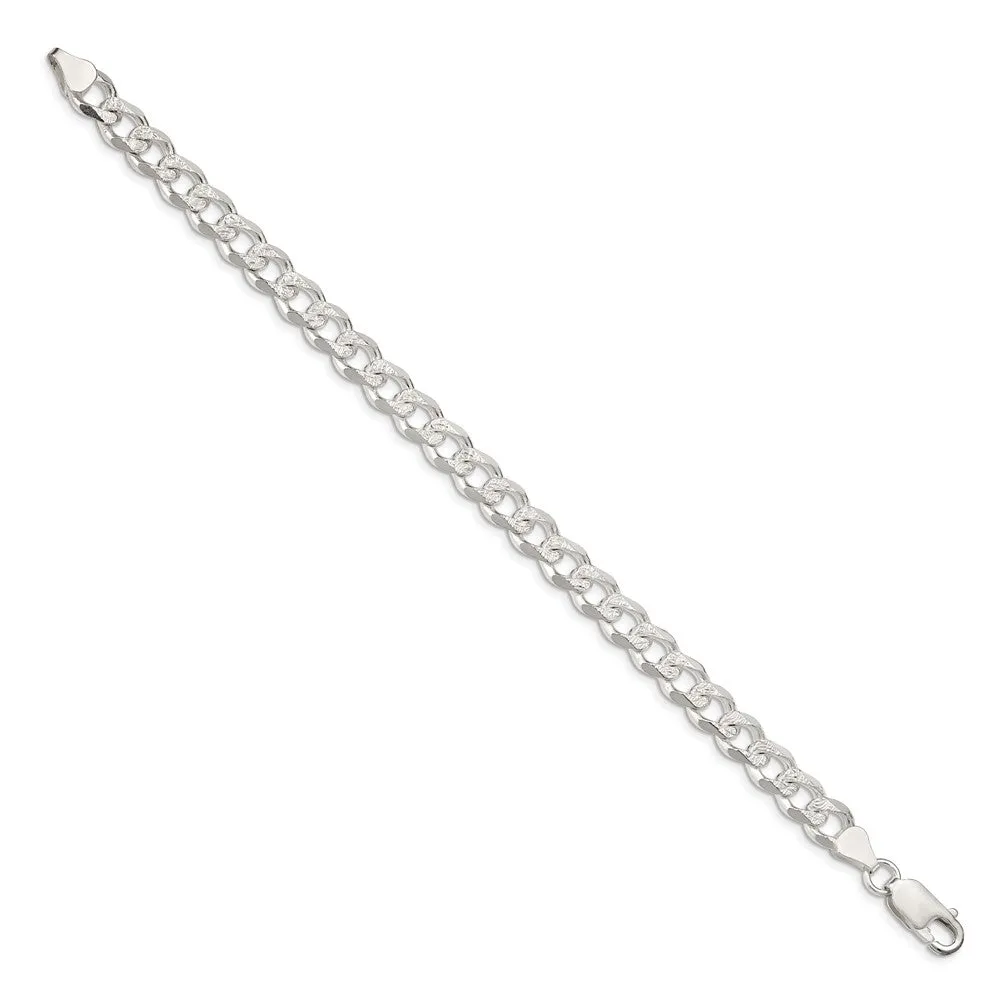 Sterling Silver 7.5mm Pav� Curb Chain