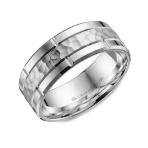 Sterling Silver (8mm) Sandblast Hammered Centre Band
