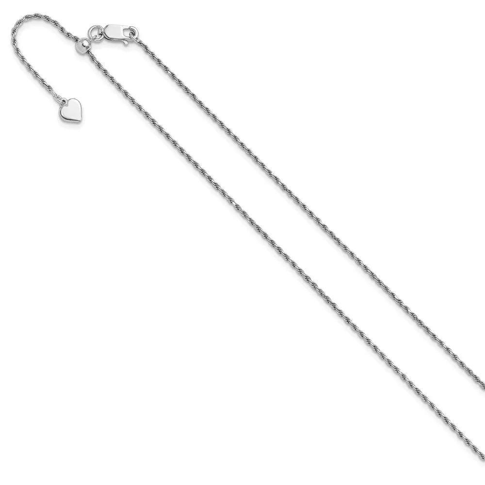 Sterling Silver Adjustable 1.4mm Dimond-cut Rope Chain
