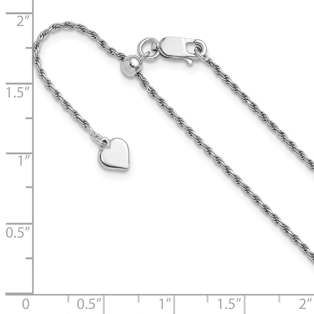 Sterling Silver Adjustable 1.4mm Dimond-cut Rope Chain