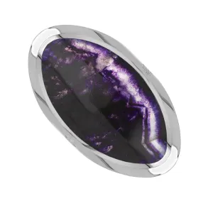 Sterling Silver Blue John Queen's Jubilee Hallmark Large Oval Ring D