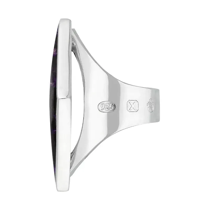 Sterling Silver Blue John Queen's Jubilee Hallmark Large Rhombus Ring D