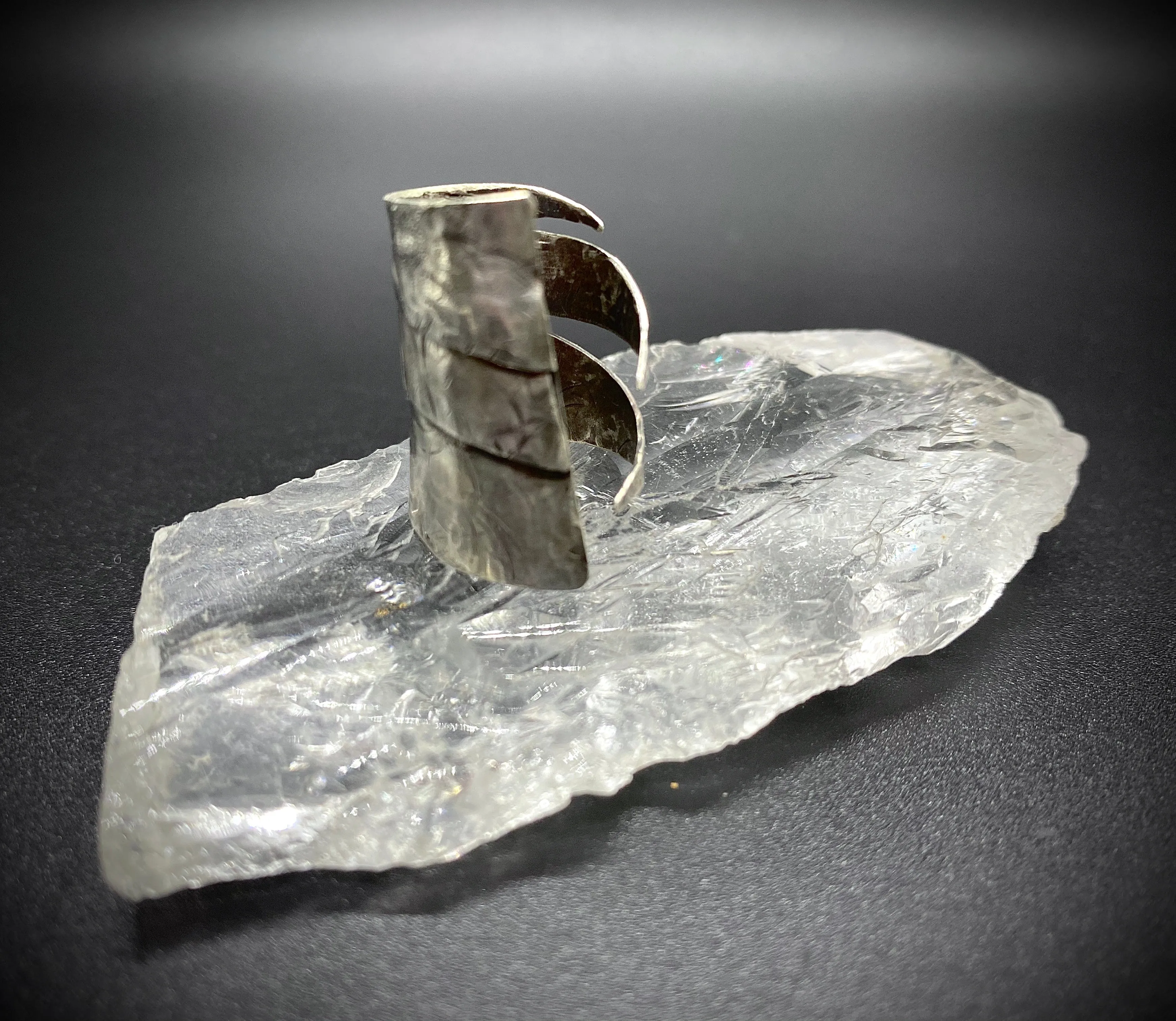 Sterling Silver Hammered Cuff Ring (Size-4)